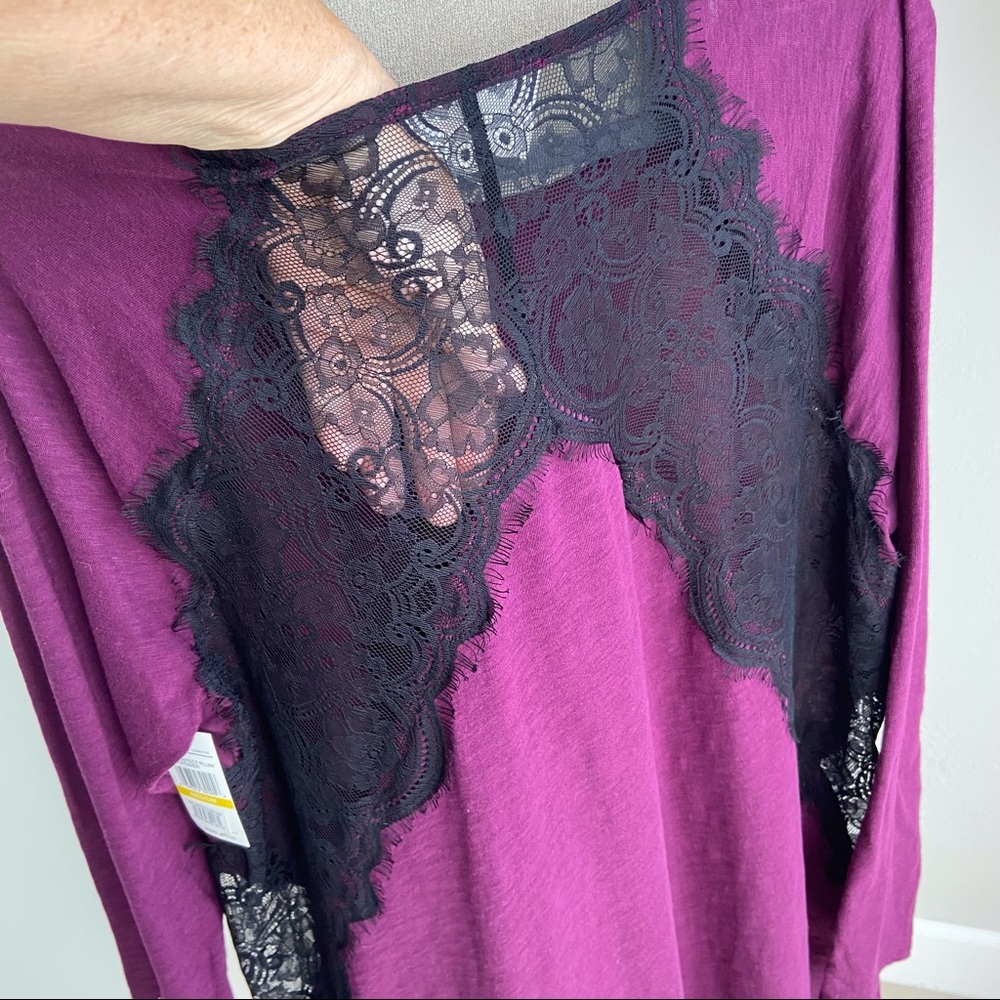 Vince Camuto Purple Black Lace Tunic size M